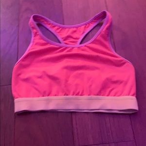 Orangeish pink sports bra